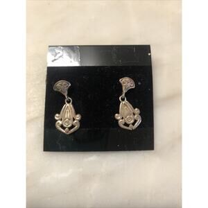 Vintage Victorian Style Sterling Silver Earrings Circa 1990